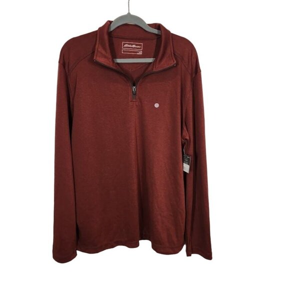 Eddie Bauer‎ Men's Transplorer 1/4 Zip Pullover in Russet Red - Size Large - Picture 1 of 9